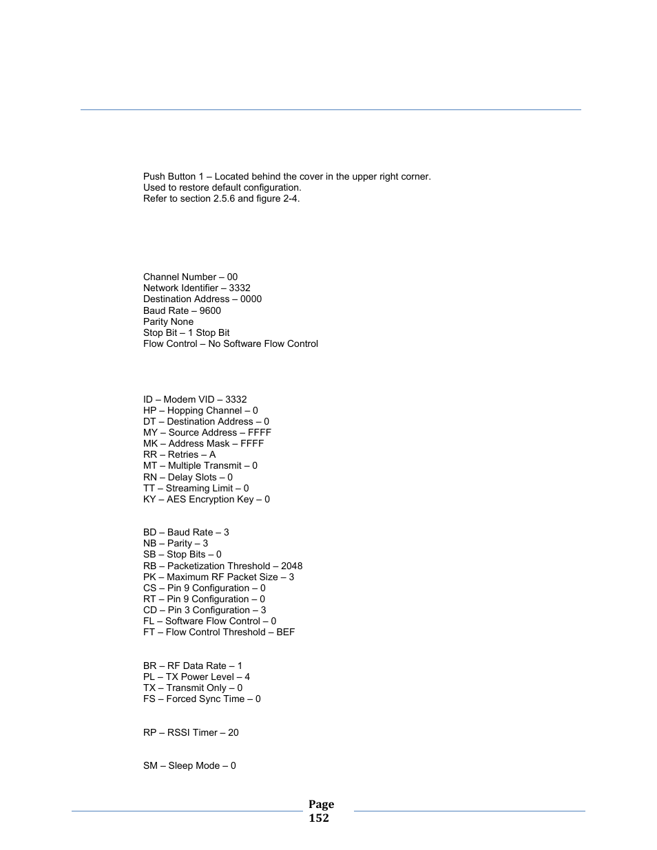 Appendix b – default configuration settings | B&B Electronics ZXT9-MB2A-KIT - Manual User Manual | Page 152 / 163
