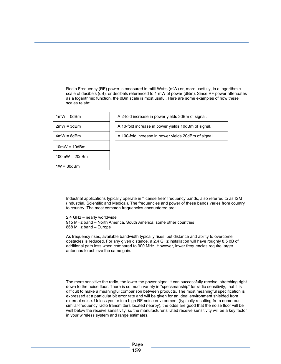 Appendix d – radio frequency basics, Lower frequencies = better propagation, Range is not just a function of transmitter power | B&B Electronics ZXT9-MB2A-KIT - Manual User Manual | Page 159 / 163
