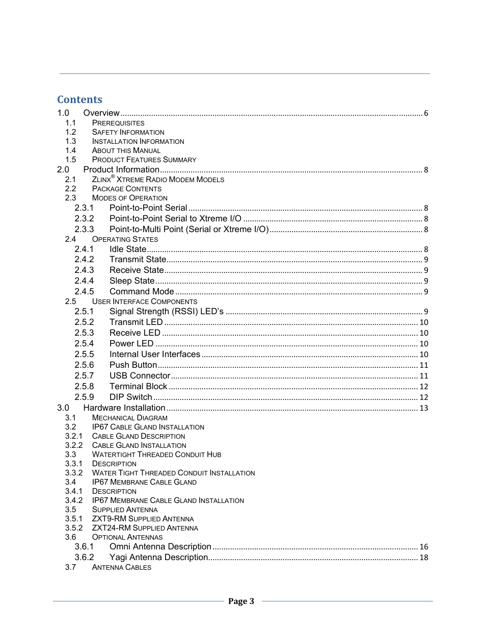 Table of contents contents | B&B Electronics ZXT9-MB2A-KIT - Manual User Manual | Page 3 / 163