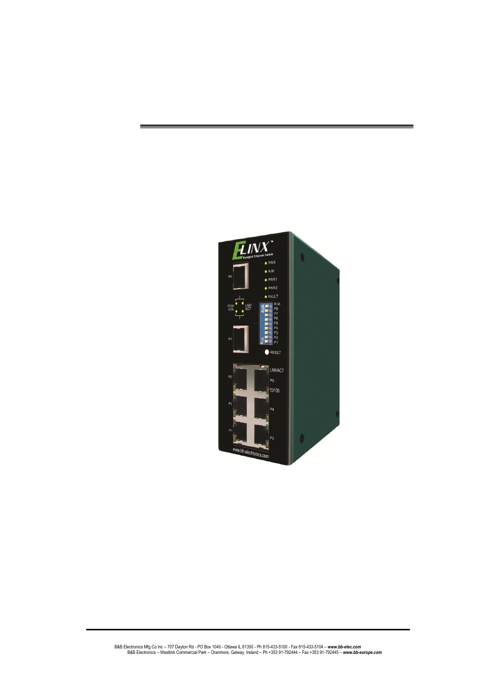 Eight port managed industrial ethernet switches, User manual | B&B Electronics EIR508-T - Manual User Manual | Page 2 / 71