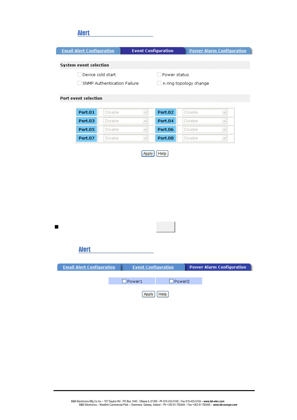 Power alarm configuration | B&B Electronics EIR508-T - Manual User Manual | Page 42 / 71