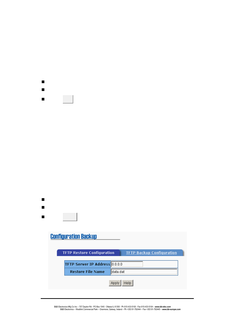 Trap manager, Configuration backup, Tftp restore configuration | B&B Electronics EIR508-T - Manual User Manual | Page 58 / 71