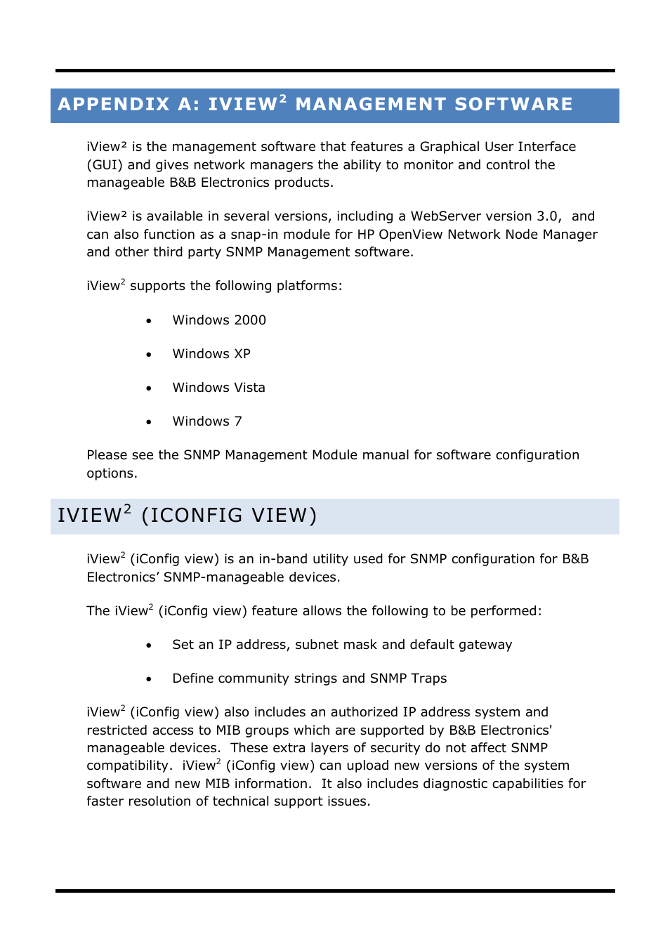 Appendix a: iview, Management software, Onfig view | Iview, Iconfig view) | B&B Electronics 856-14205--29 - Manual User Manual | Page 50 / 73