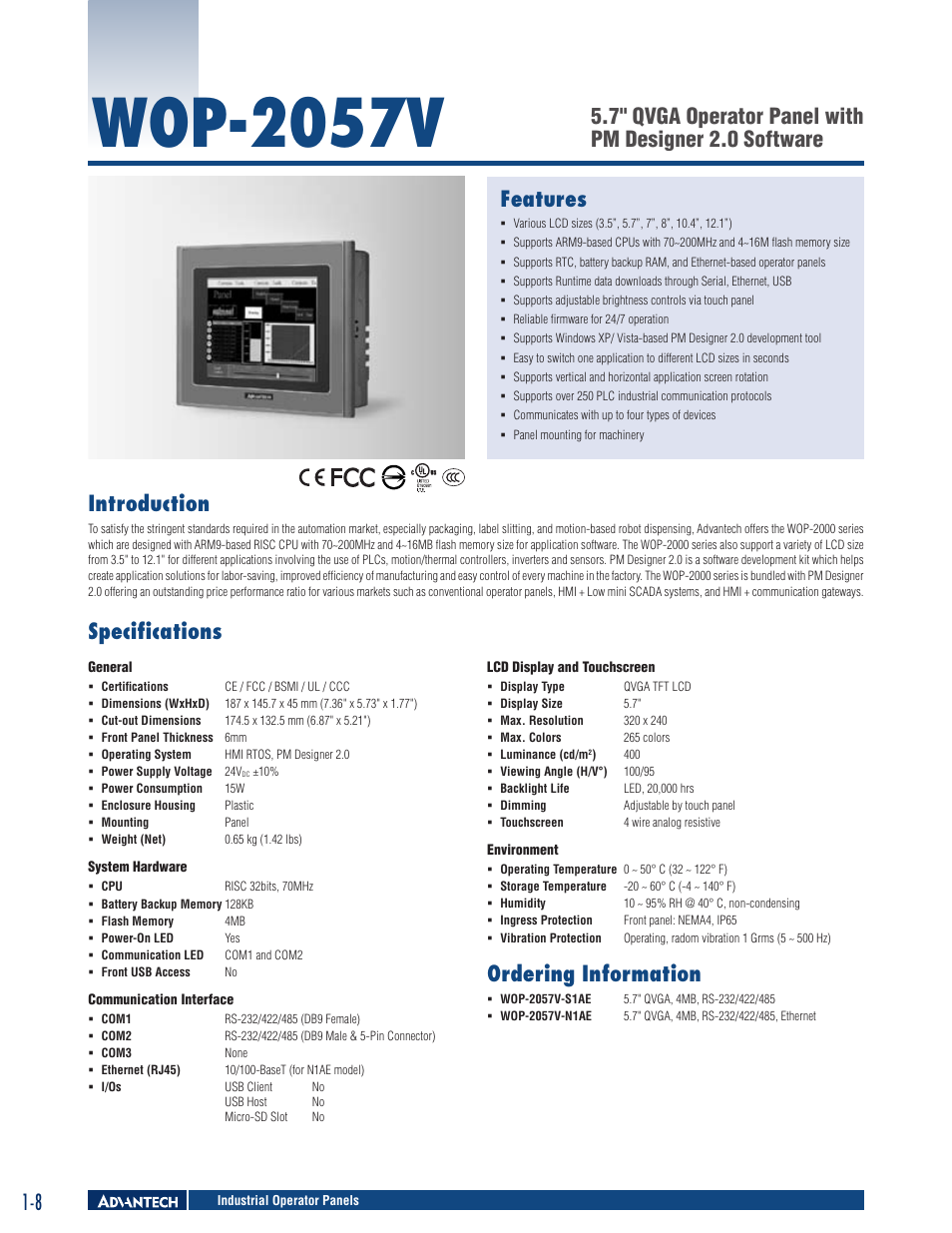 B&B Electronics WOP-2057V-N(S)1AE - Datasheet User Manual | 2 pages