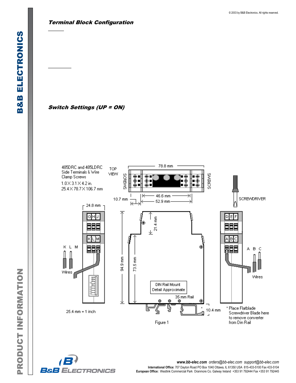 Produ ct info rmati o n b&b e lectr on ics | B&B Electronics 485LDRC - Datasheet User Manual | Page 2 / 3