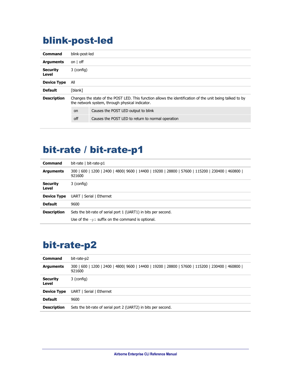 Blink-post-led, Bit-rate / bit-rate-p1, Bit-rate-p2 | B&B Electronics WLNN-AN(ER,SE,SP.EK)-DP551 - Manual User Manual | Page 100 / 264