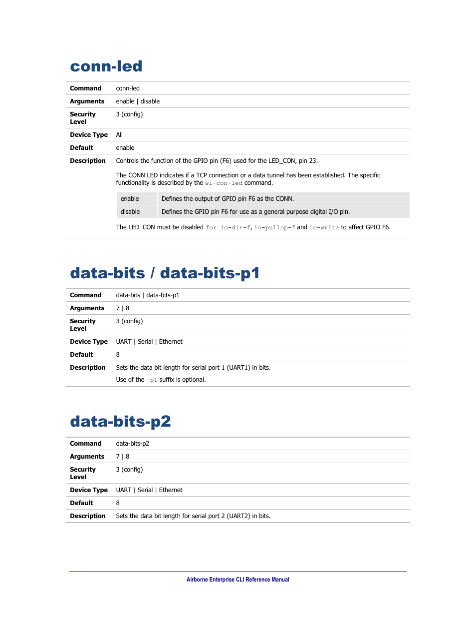 Conn-led, Data-bits / data-bits-p1, Data-bits-p2 | B&B Electronics WLNN-AN(ER,SE,SP.EK)-DP551 - Manual User Manual | Page 111 / 264