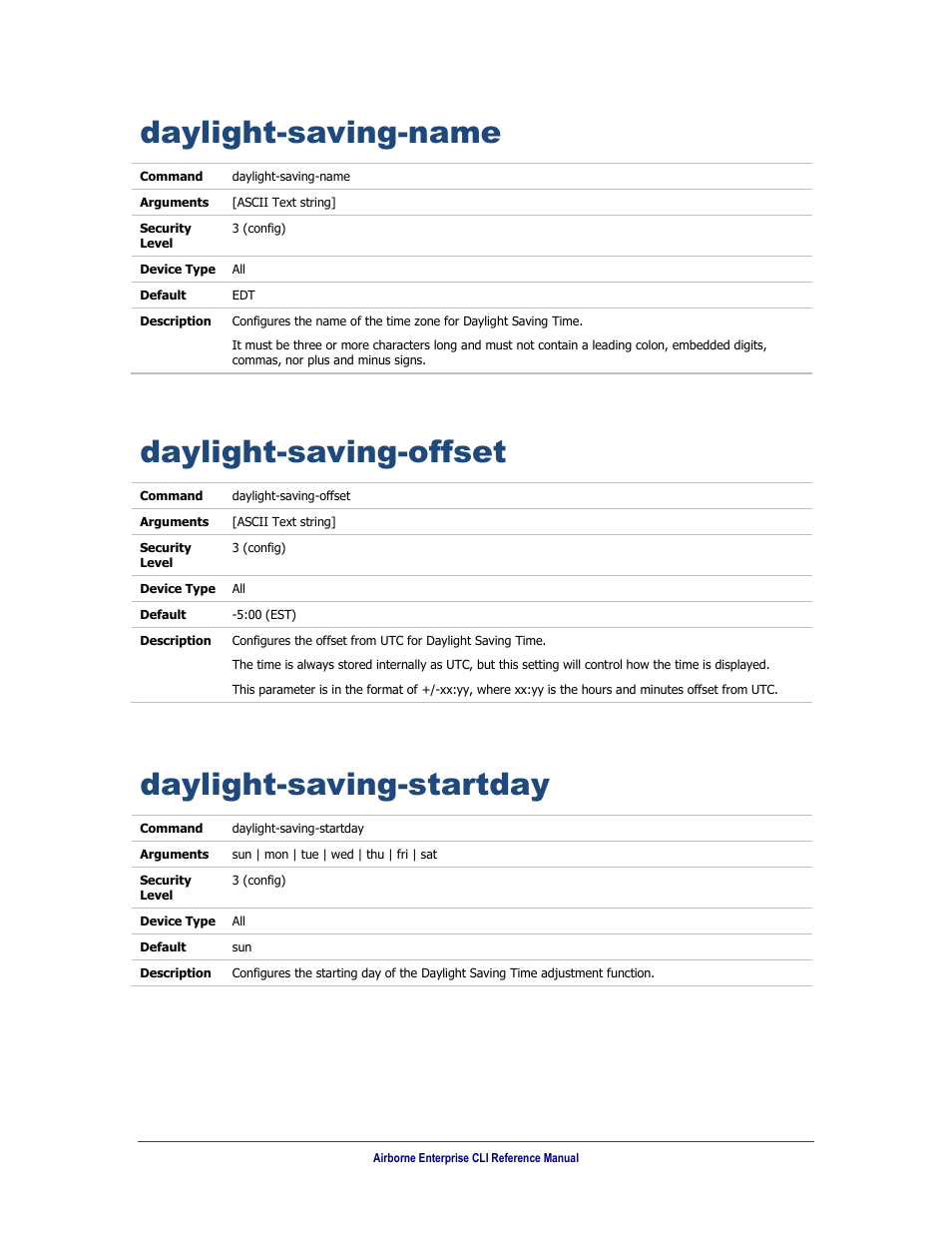 Daylight-saving-name, Daylight-saving-offset, Daylight-saving-startday | B&B Electronics WLNN-AN(ER,SE,SP.EK)-DP551 - Manual User Manual | Page 112 / 264
