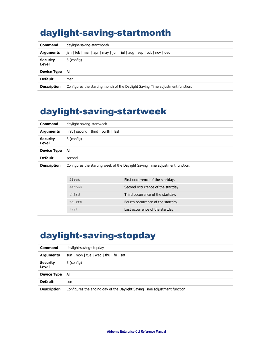 Daylight-saving-startmonth, Daylight-saving-startweek, Daylight-saving-stopday | B&B Electronics WLNN-AN(ER,SE,SP.EK)-DP551 - Manual User Manual | Page 113 / 264