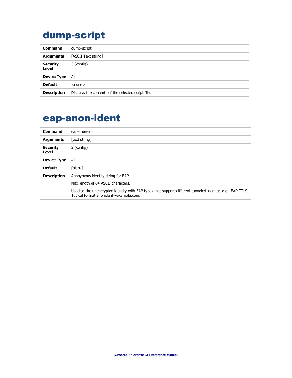 Dump-script, Eap-anon-ident | B&B Electronics WLNN-AN(ER,SE,SP.EK)-DP551 - Manual User Manual | Page 123 / 264