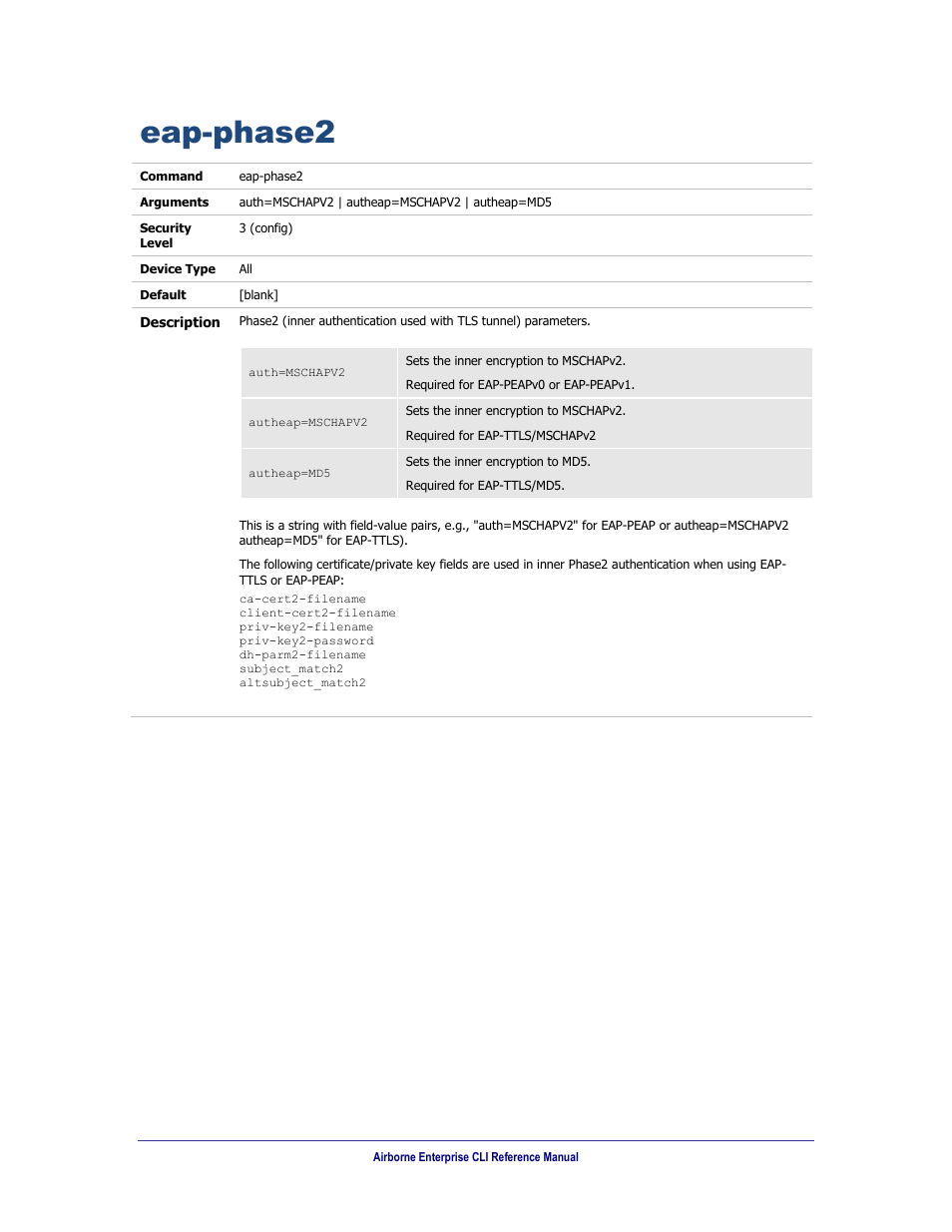 Eap-phase2 | B&B Electronics WLNN-AN(ER,SE,SP.EK)-DP551 - Manual User Manual | Page 127 / 264