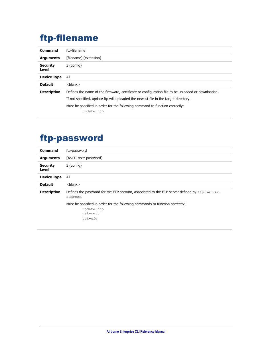 Ftp-filename, Ftp-password | B&B Electronics WLNN-AN(ER,SE,SP.EK)-DP551 - Manual User Manual | Page 148 / 264
