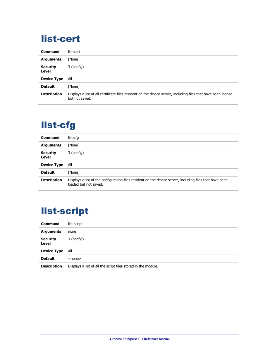 List-cert, List-cfg, List-script | B&B Electronics WLNN-AN(ER,SE,SP.EK)-DP551 - Manual User Manual | Page 167 / 264