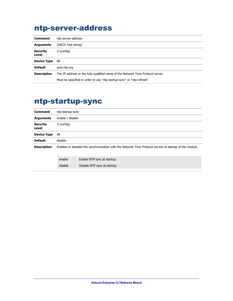 Ntp-server-address, Ntp-startup-sync | B&B Electronics WLNN-AN(ER,SE,SP.EK)-DP551 - Manual User Manual | Page 169 / 264
