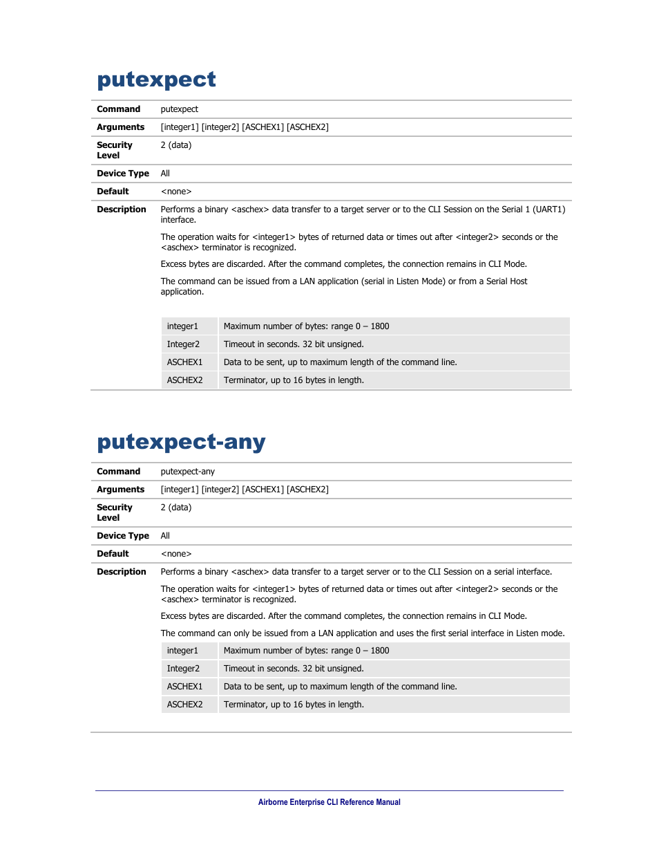 Putexpect, Putexpect-any | B&B Electronics WLNN-AN(ER,SE,SP.EK)-DP551 - Manual User Manual | Page 185 / 264