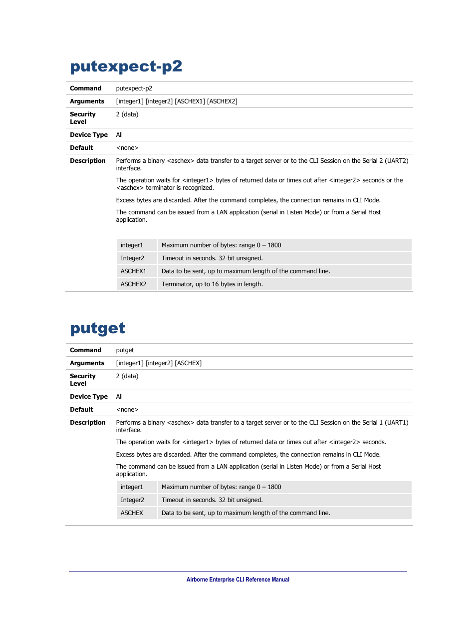 Putexpect-p2, Putget | B&B Electronics WLNN-AN(ER,SE,SP.EK)-DP551 - Manual User Manual | Page 186 / 264