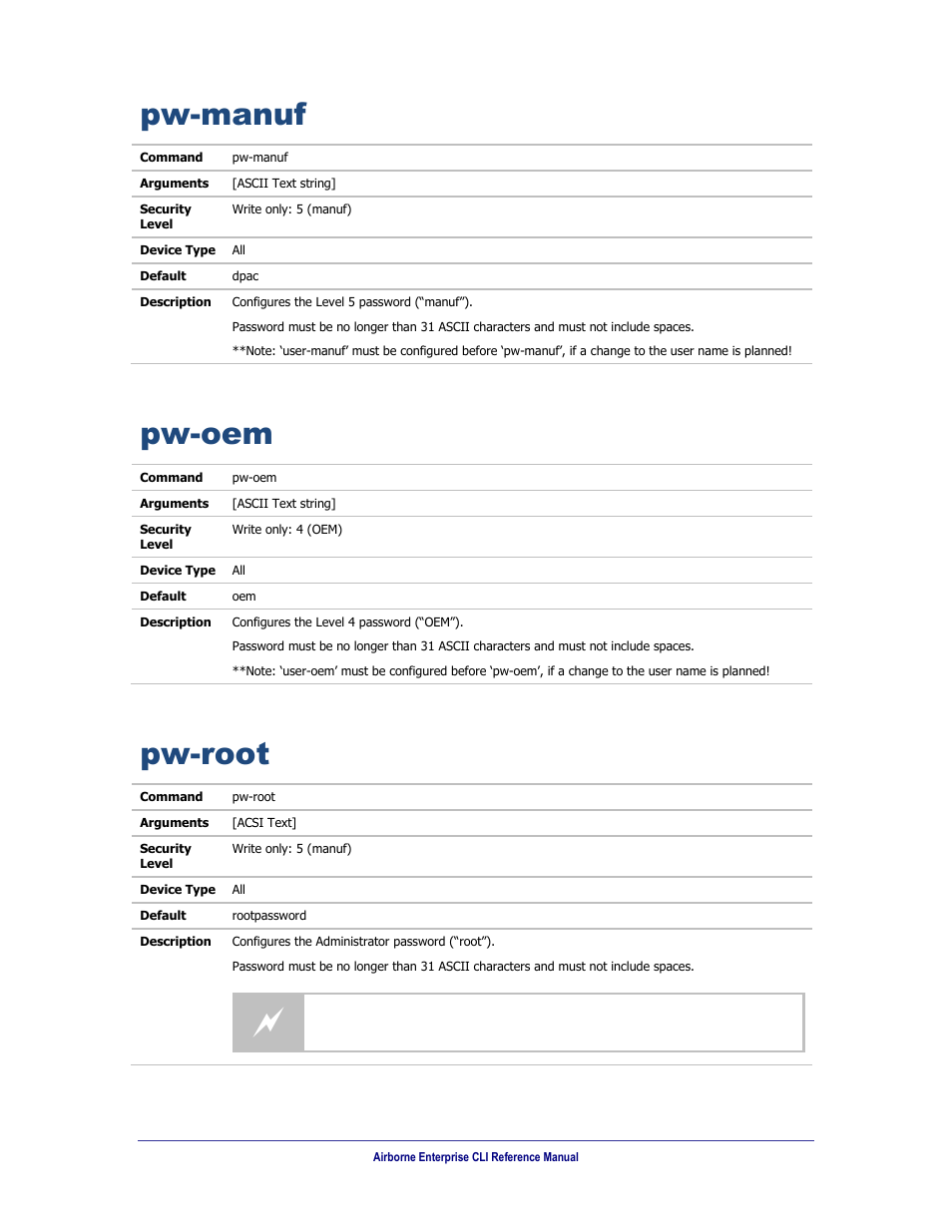 Pw-manuf, Pw-oem, Pw-root | B&B Electronics WLNN-AN(ER,SE,SP.EK)-DP551 - Manual User Manual | Page 189 / 264