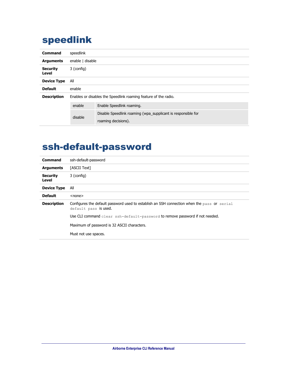 Speedlink, Ssh-default-password | B&B Electronics WLNN-AN(ER,SE,SP.EK)-DP551 - Manual User Manual | Page 199 / 264