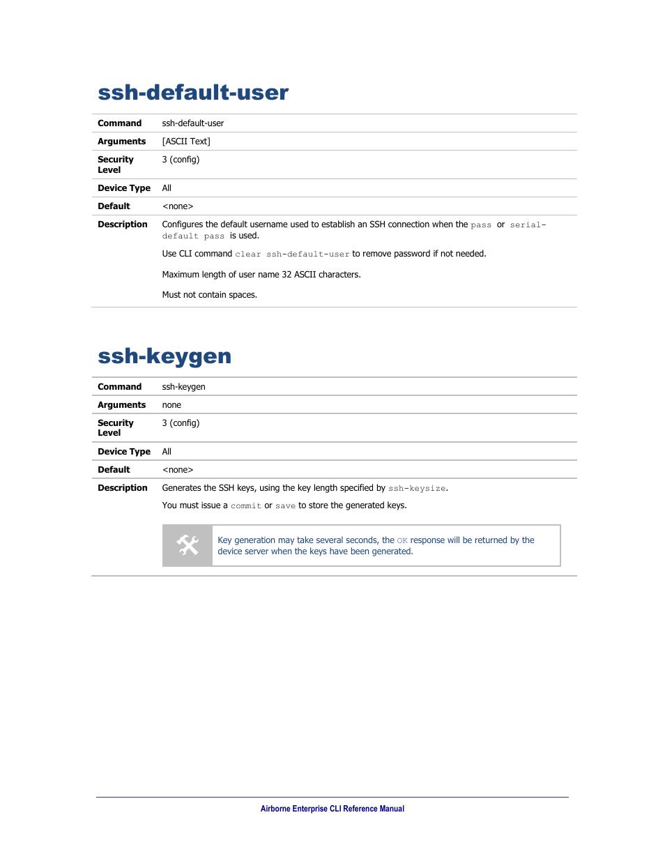 Ssh-default-user, Ssh-keygen | B&B Electronics WLNN-AN(ER,SE,SP.EK)-DP551 - Manual User Manual | Page 200 / 264