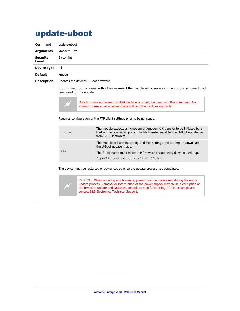 Update-uboot | B&B Electronics WLNN-AN(ER,SE,SP.EK)-DP551 - Manual User Manual | Page 213 / 264