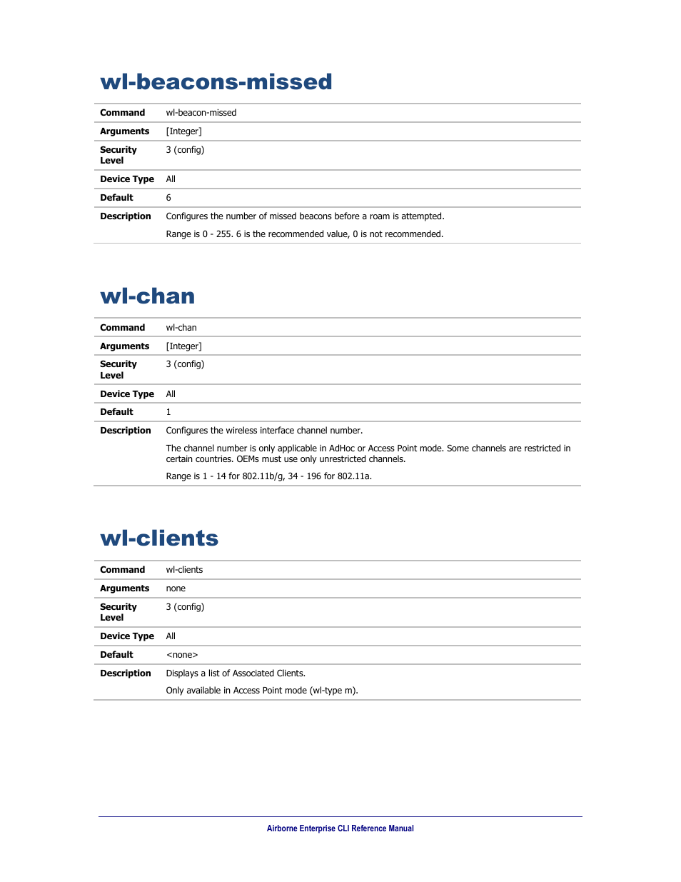 Wl-beacons-missed, Wl-chan, Wl-clients | B&B Electronics WLNN-AN(ER,SE,SP.EK)-DP551 - Manual User Manual | Page 221 / 264