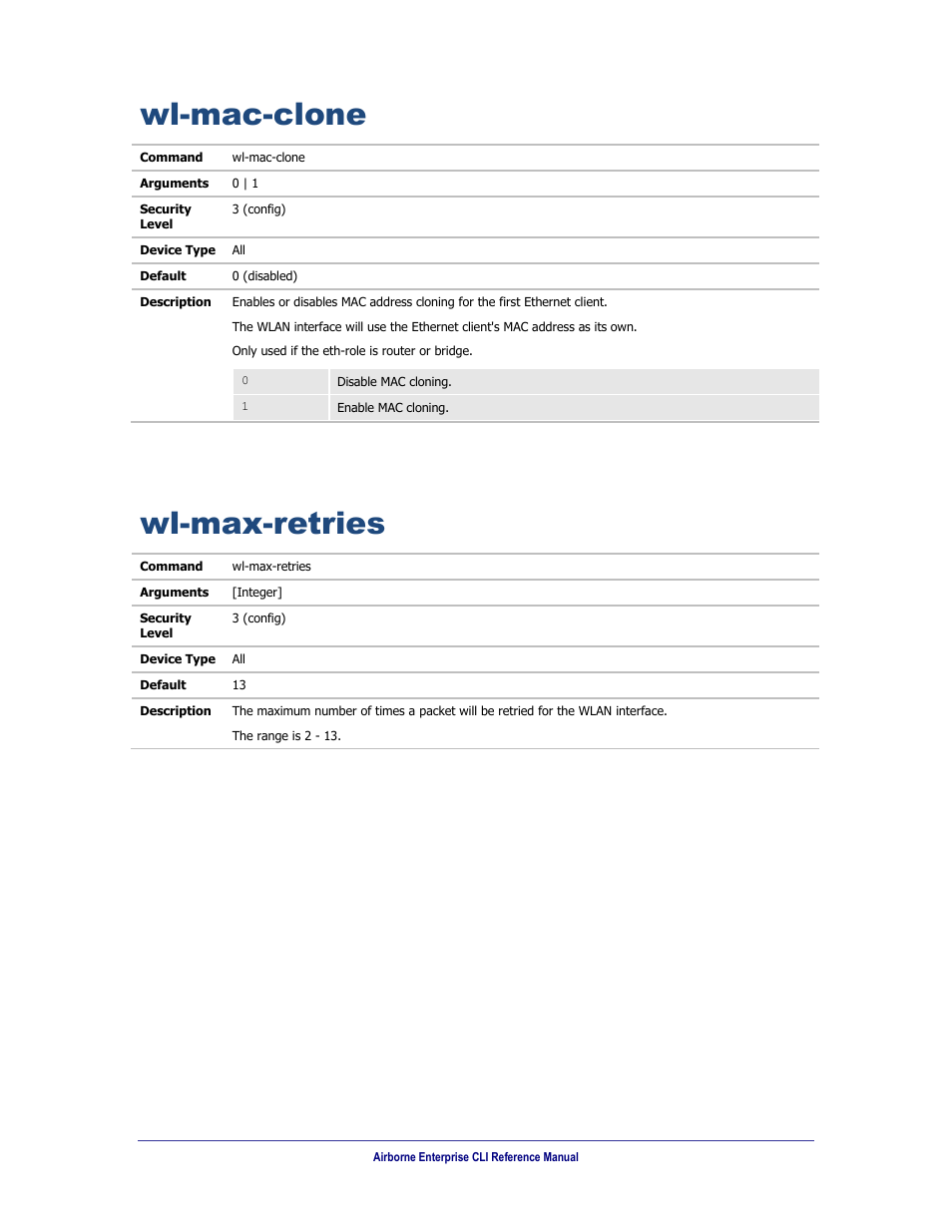 Wl-mac-clone, Wl-max-retries | B&B Electronics WLNN-AN(ER,SE,SP.EK)-DP551 - Manual User Manual | Page 227 / 264
