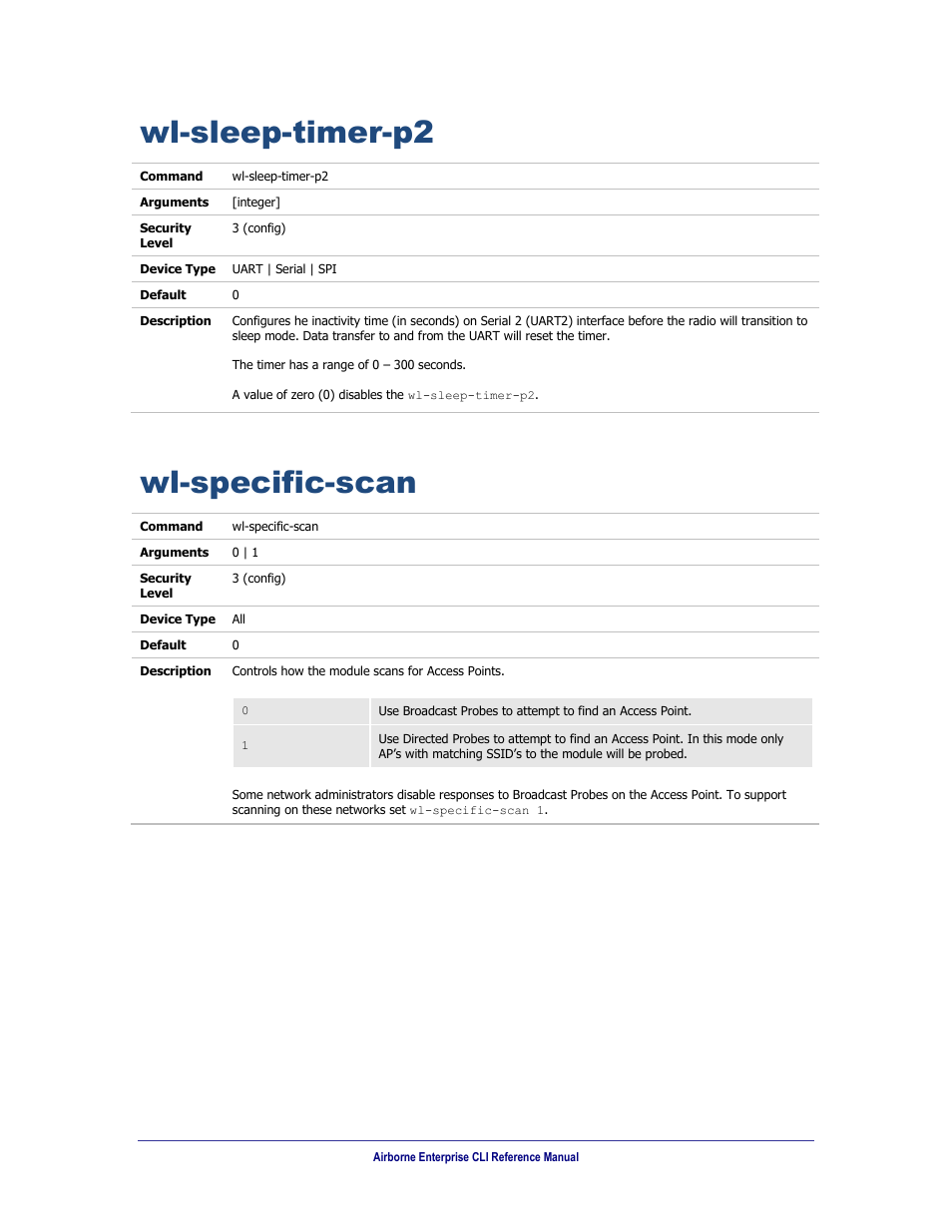 Wl-sleep-timer-p2, Wl-specific-scan | B&B Electronics WLNN-AN(ER,SE,SP.EK)-DP551 - Manual User Manual | Page 236 / 264