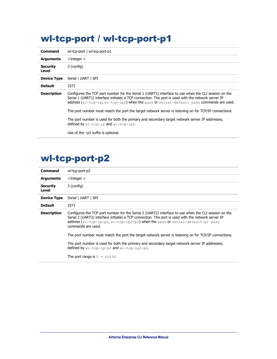 Wl-tcp-port / wl-tcp-port-p1, Wl-tcp-port-p2 | B&B Electronics WLNN-AN(ER,SE,SP.EK)-DP551 - Manual User Manual | Page 239 / 264