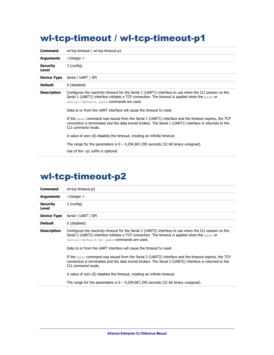 Wl-tcp-timeout / wl-tcp-timeout-p1, Wl-tcp-timeout-p2 | B&B Electronics WLNN-AN(ER,SE,SP.EK)-DP551 - Manual User Manual | Page 240 / 264