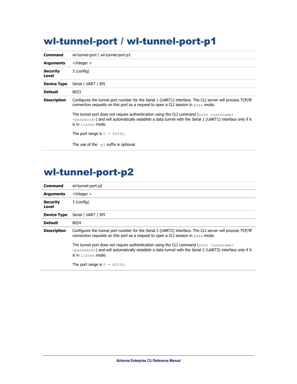 Wl-tunnel-port / wl-tunnel-port-p1, Wl-tunnel-port-p2 | B&B Electronics WLNN-AN(ER,SE,SP.EK)-DP551 - Manual User Manual | Page 245 / 264