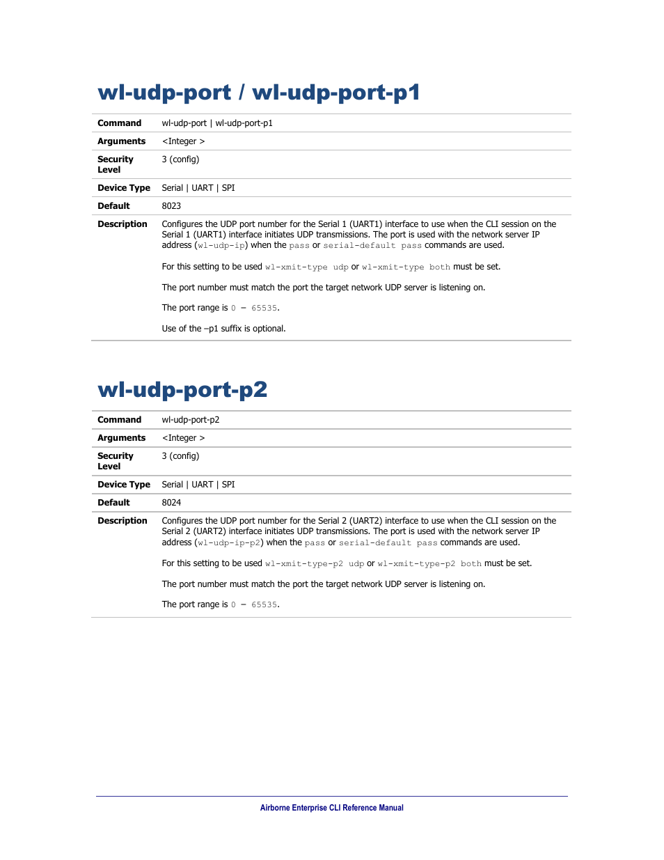 Wl-udp-port / wl-udp-port-p1, Wl-udp-port-p2 | B&B Electronics WLNN-AN(ER,SE,SP.EK)-DP551 - Manual User Manual | Page 249 / 264