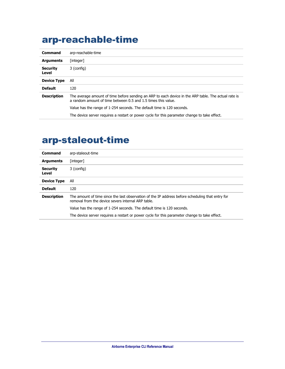 Arp-reachable-time, Arp-staleout-time | B&B Electronics WLNN-AN(ER,SE,SP.EK)-DP551 - Manual User Manual | Page 98 / 264