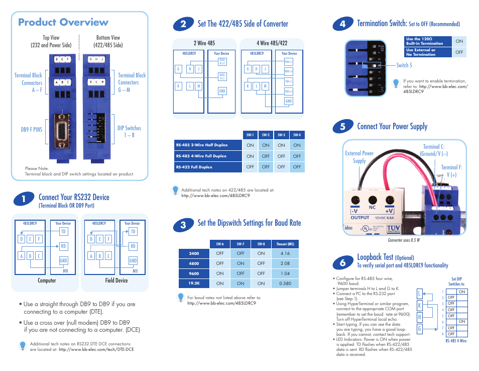 B&B Electronics 485LDRC9 - Quick Start Guide User Manual | 3 pages