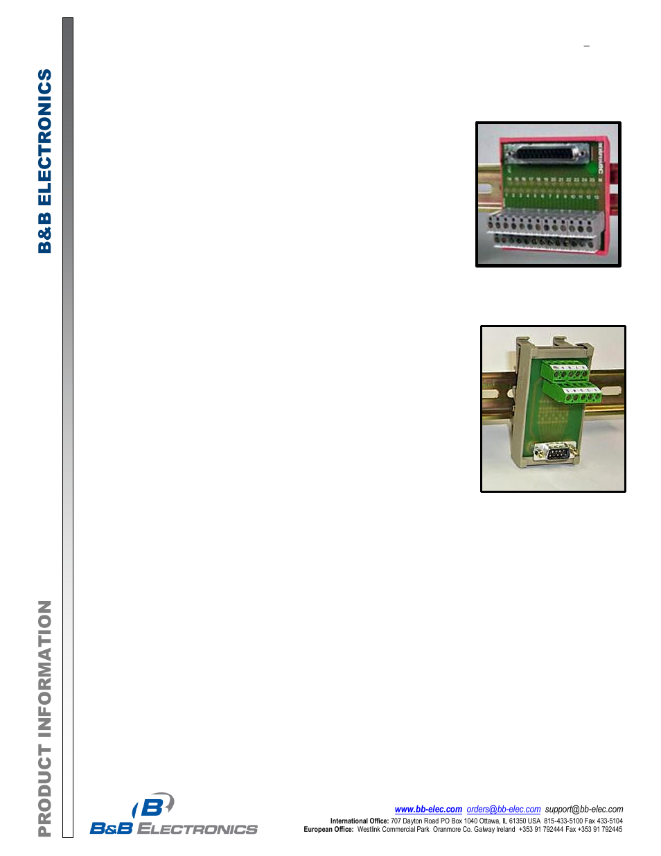 B&B Electronics DR9MTB - Datasheet User Manual | 1 page