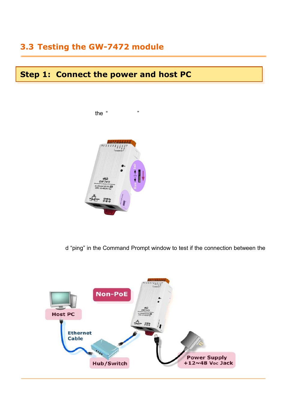 3 testing the gw-7472 module, Step 1: connect the power and host pc | B&B Electronics GW-7472 - Manual User Manual | Page 23 / 60