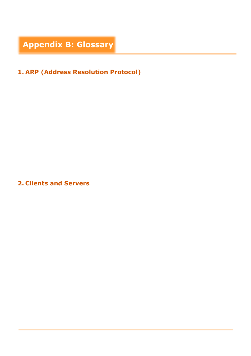 Appendix b: glossary, Arp (address resolution protocol), Clients and servers | B&B Electronics GW-7472 - Manual User Manual | Page 55 / 60