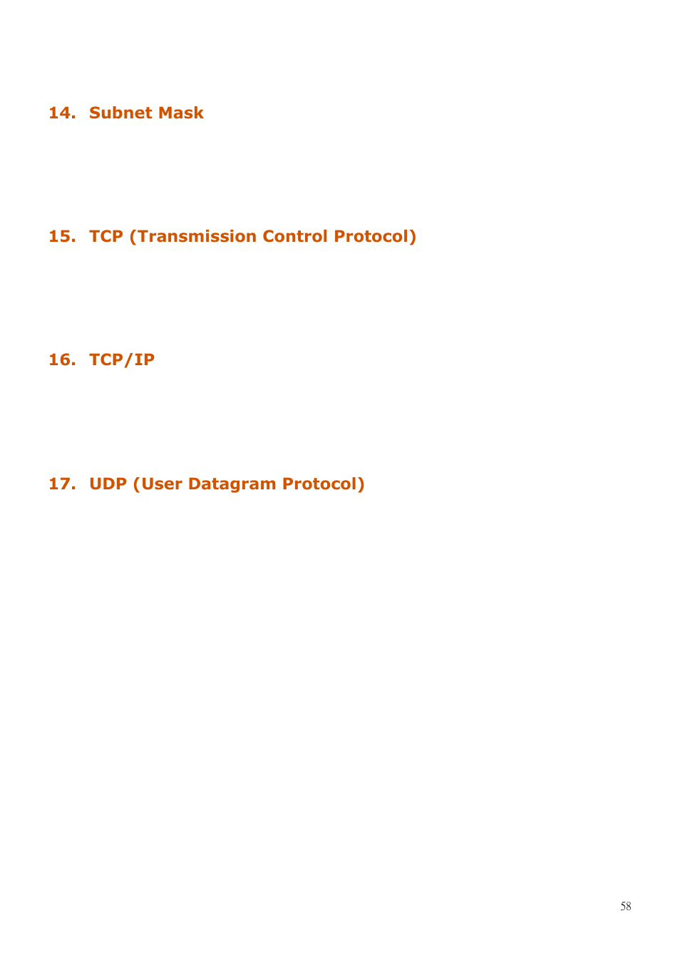 Subnet mask, Tcp (transmission control protocol), Tcp/ip | Udp (user datagram protocol) | B&B Electronics GW-7472 - Manual User Manual | Page 58 / 60