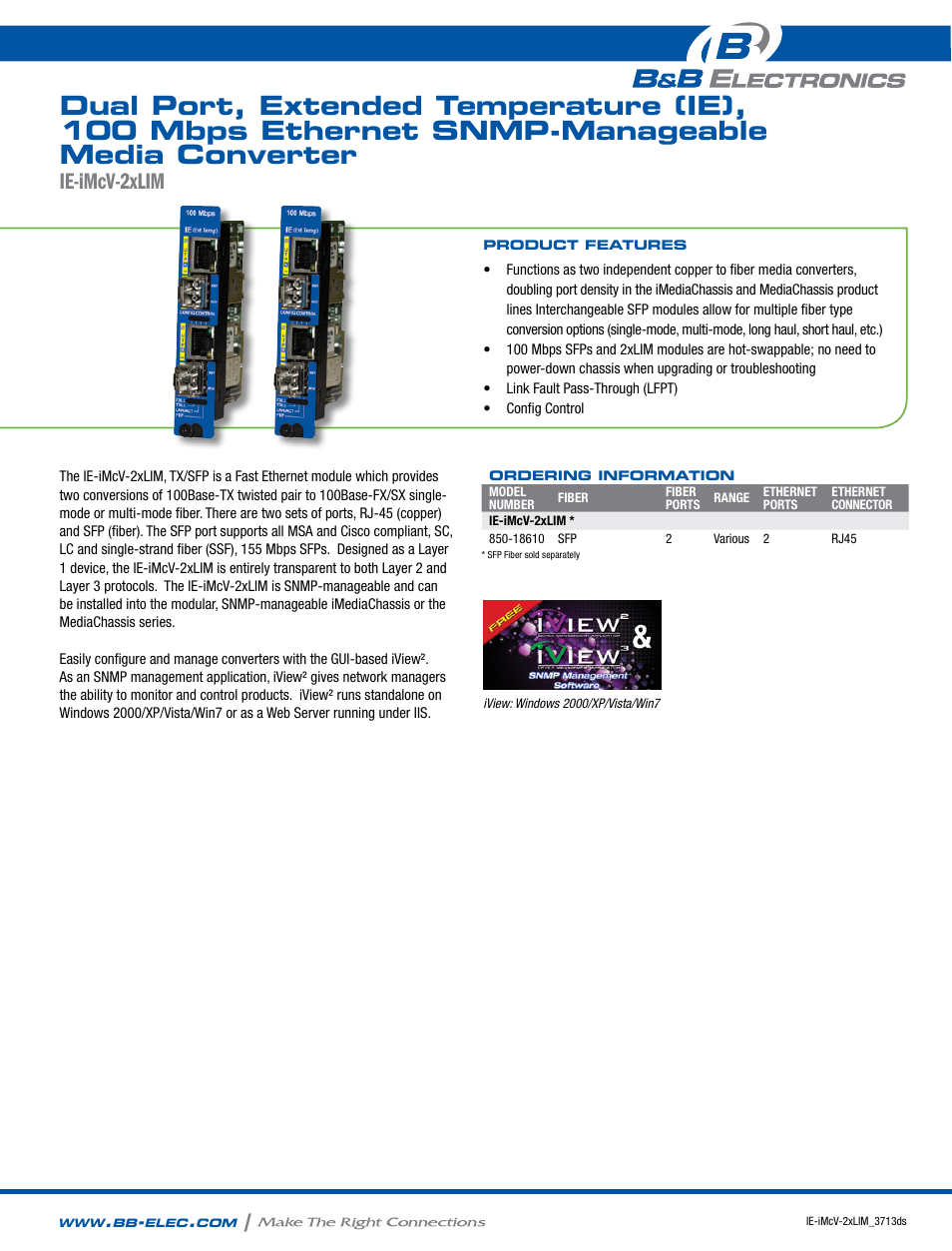 B&B Electronics 850-18610 - Datasheet User Manual | 2 pages