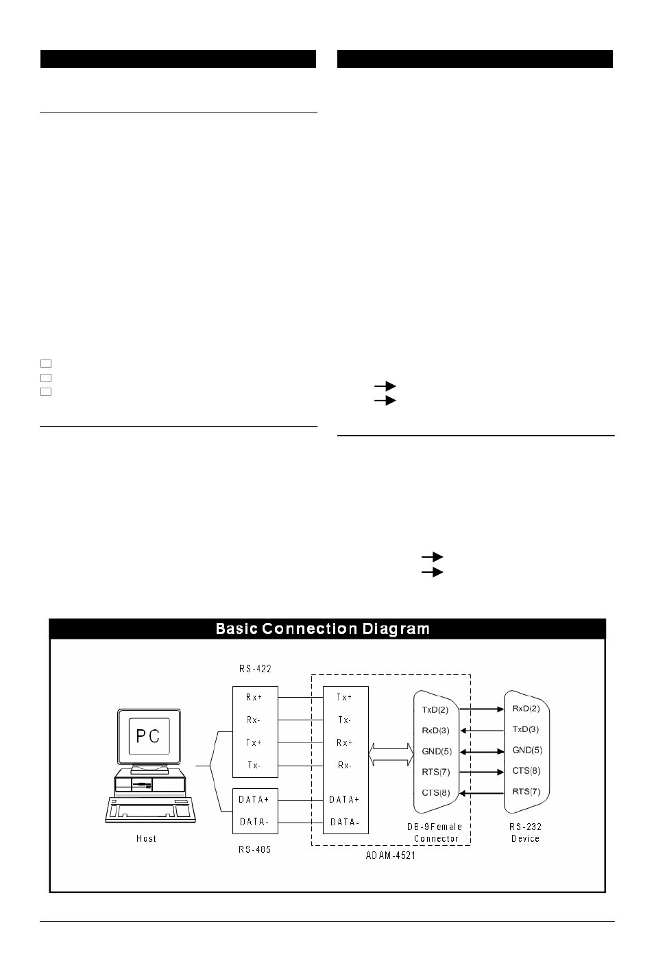 Installation pow er supply, Initial inspection, Basic configuration | Communication wiring | B&B Electronics ADAM-4521 - Manual User Manual | Page 2 / 8