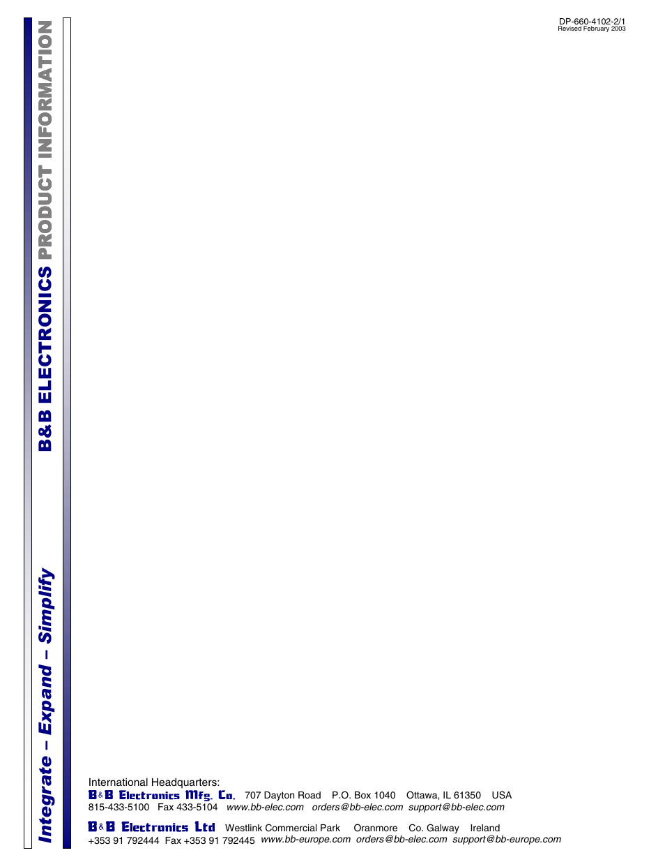 B&B Electronics DP-660 - Datasheet User Manual | Page 2 / 2