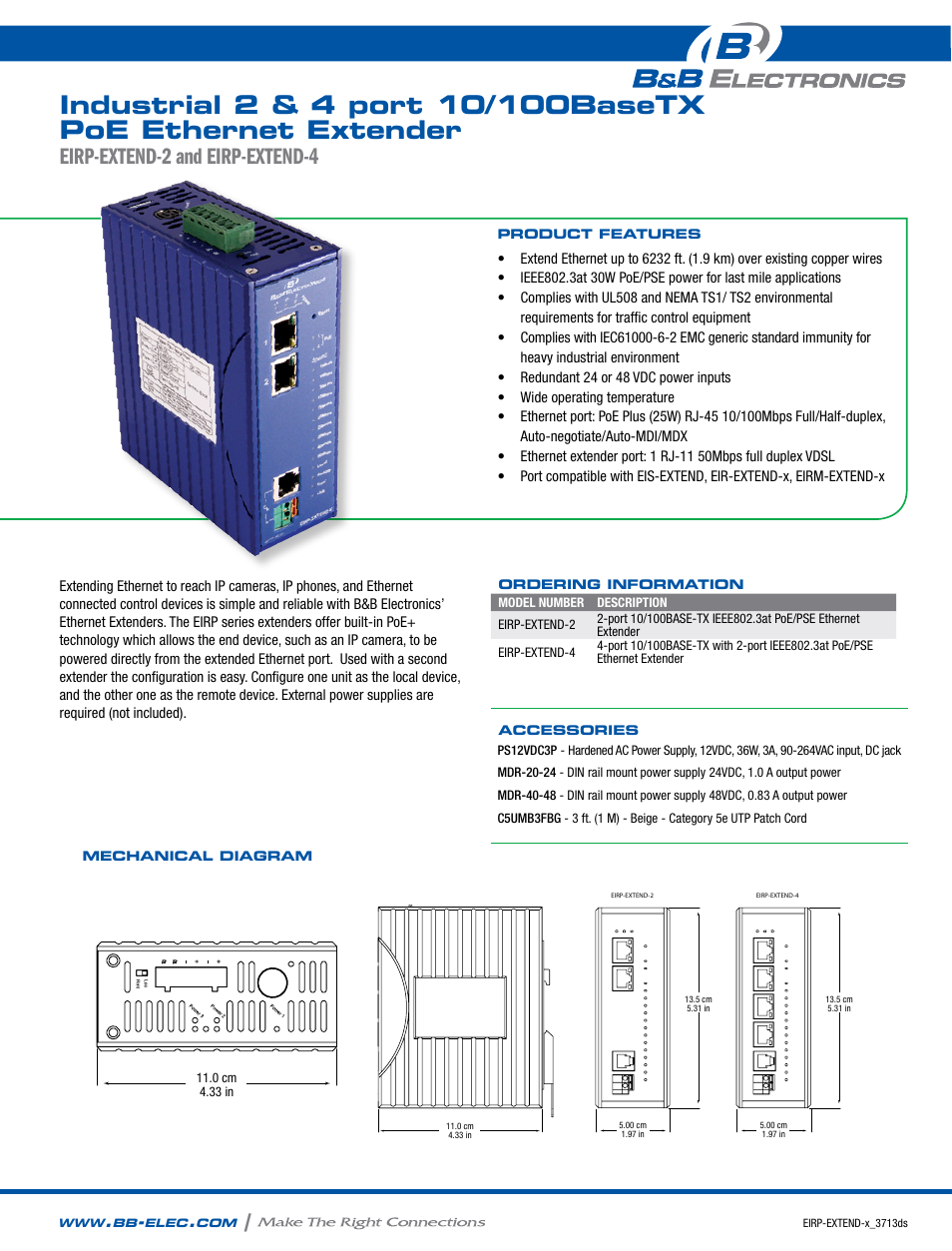 B&B Electronics EIRP-EXTEND-4 - Datasheet User Manual | 2 pages