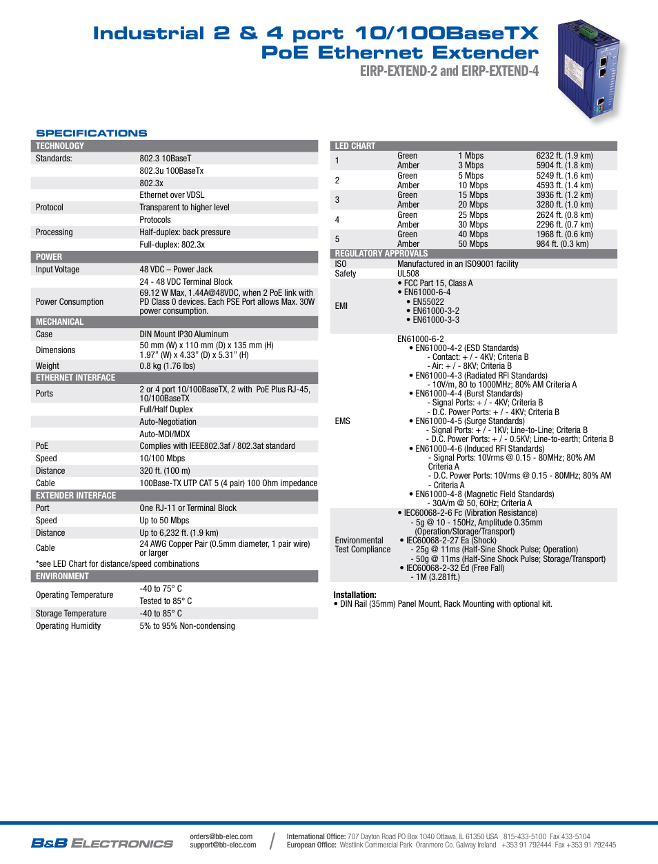 Eirp-extend-2 and eirp-extend-4 | B&B Electronics EIRP-EXTEND-4 - Datasheet User Manual | Page 2 / 2