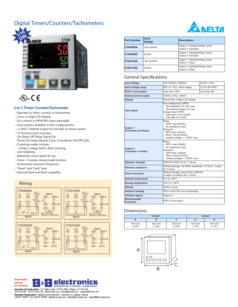 B&B Electronics CTA4100A_D - Datasheet User Manual | 1 page