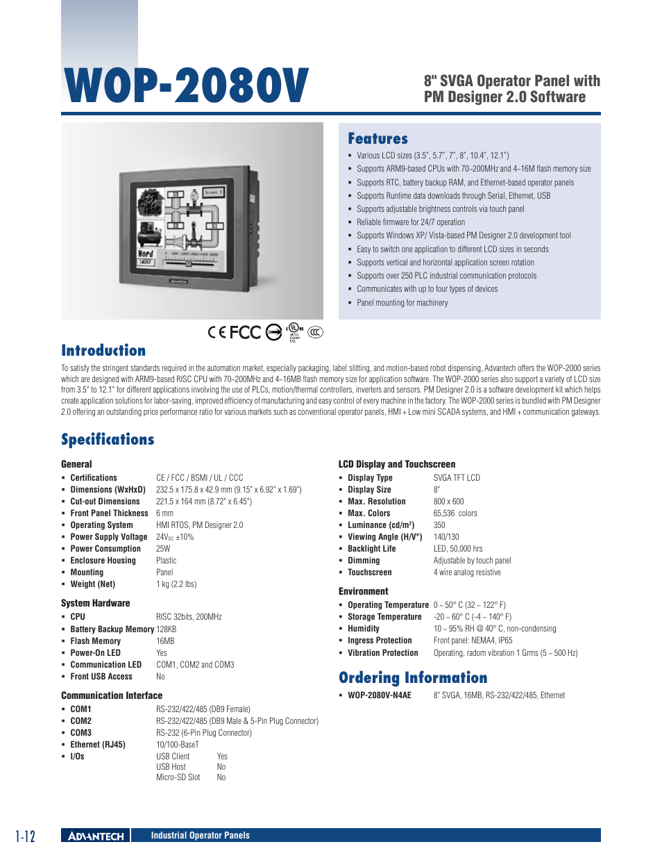 B&B Electronics WOP-2080V-N4AE - Datasheet User Manual | 2 pages