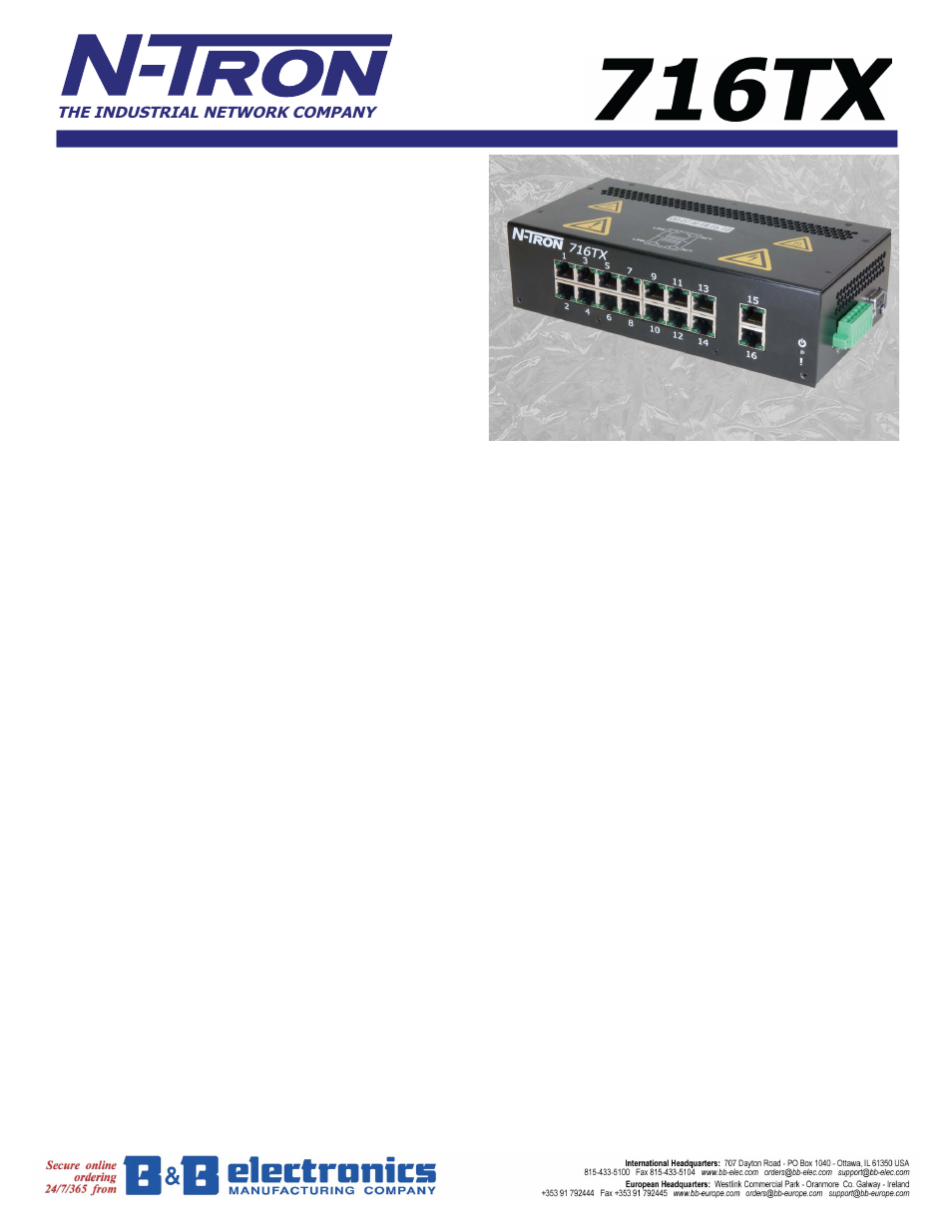 B&B Electronics 716TX - Datasheet User Manual | 3 pages