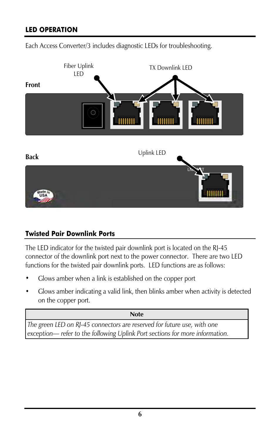 Led operation, Twisted pair downlink ports | B&B Electronics 852-10140--58 - Manual User Manual | Page 6 / 10