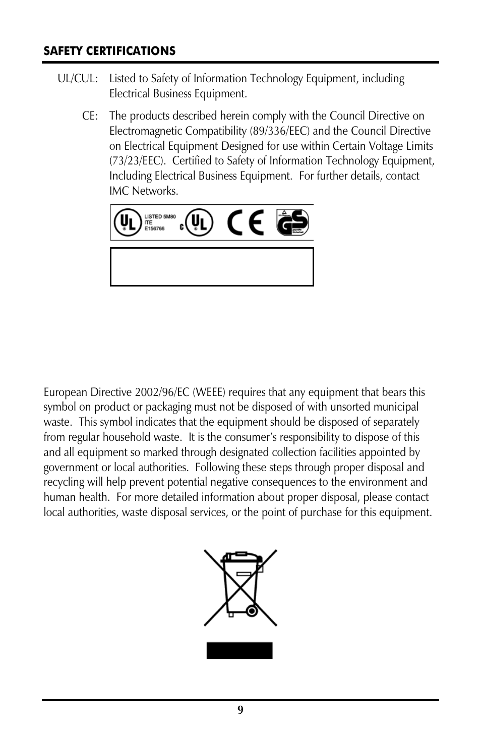 Safety certifications | B&B Electronics 852-10140--58 - Manual User Manual | Page 9 / 10