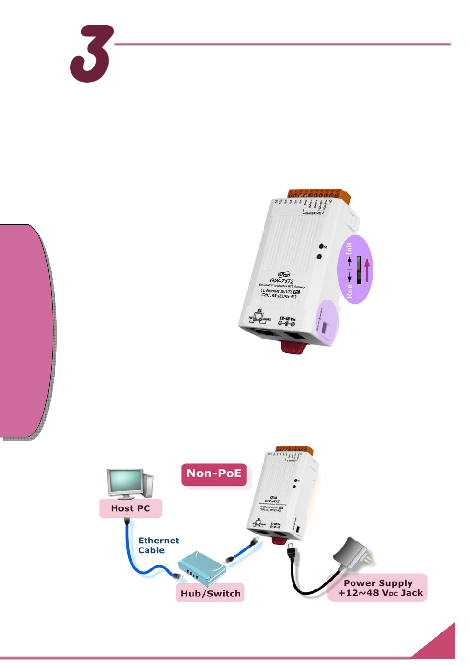 Connecting the power and host pc | B&B Electronics GW-7472 - Quick Start Guide User Manual | Page 2 / 6