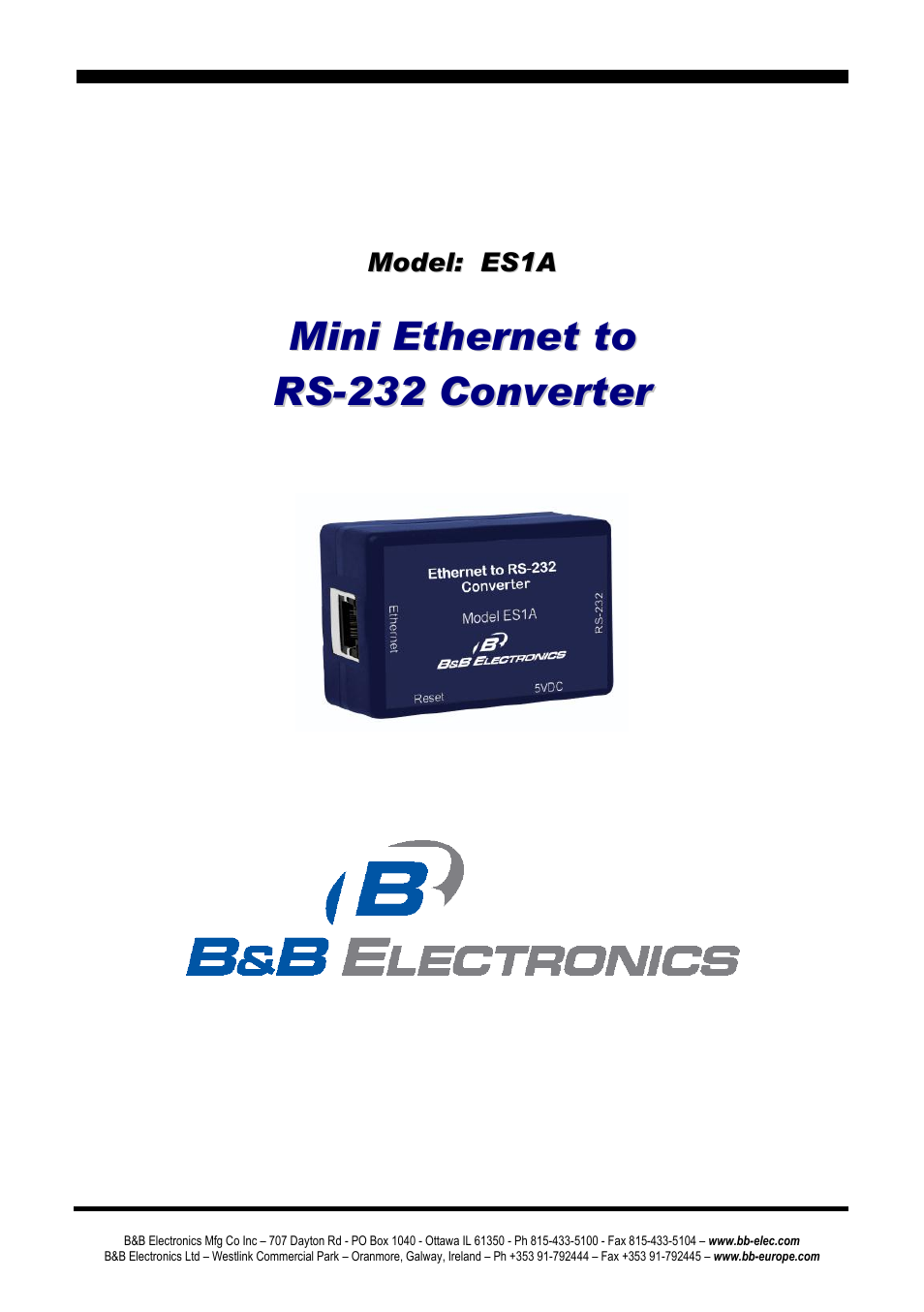 B&B Electronics ES1AE - Manual User Manual | 46 pages