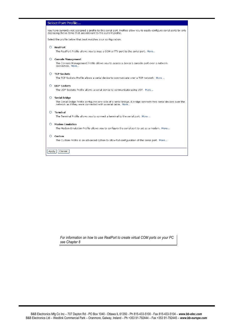 Realport, Console, Management | B&B Electronics ES1AE - Manual User Manual | Page 24 / 46